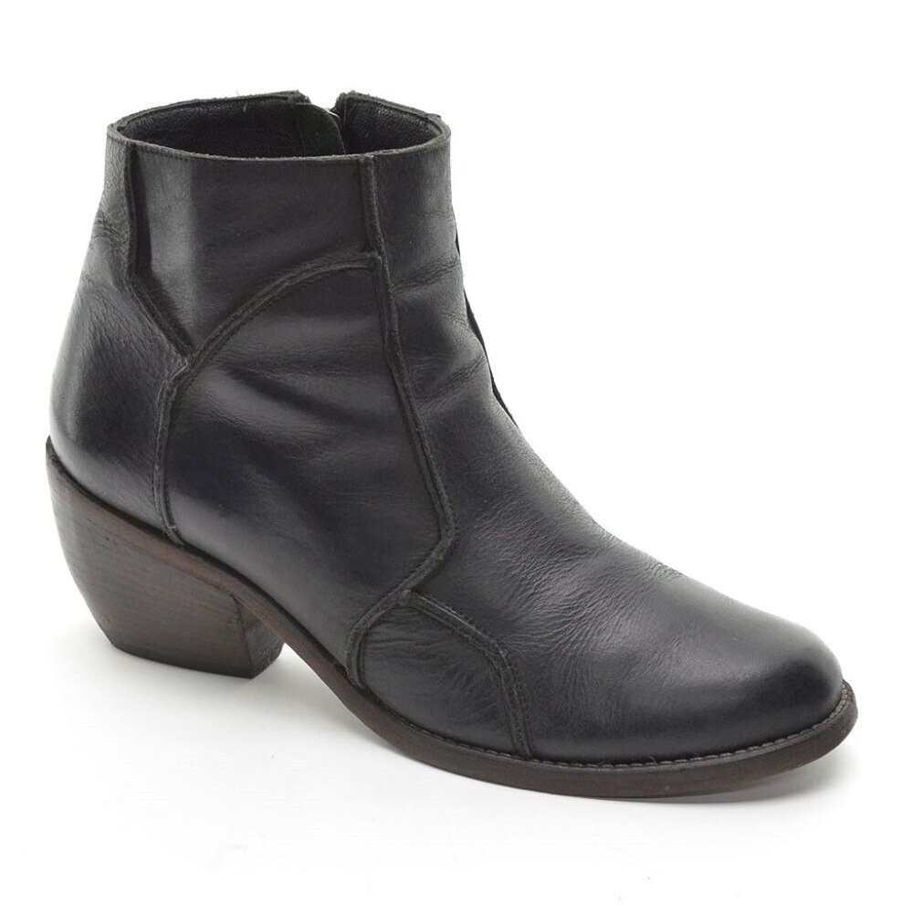 LD Tuttle Patch Black Leather Heeled Ankle Boots 37.5